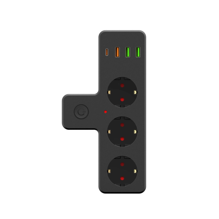 Ftr-12 Termal Akım Korumalı Isıya Dayanıklı 3’lü Priz 3x Usb 1x Type-c ( Lisinya )