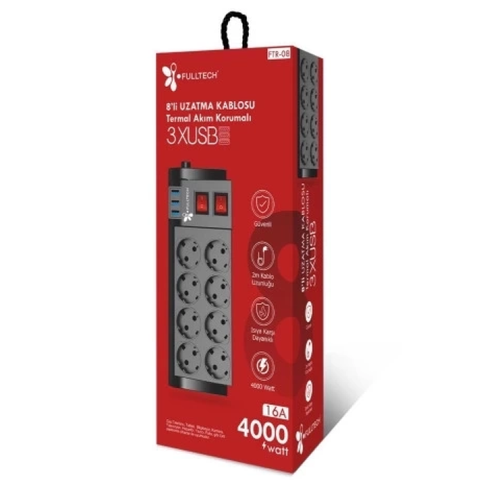 Ftr-08 8’li Termal Akım Korumalı Priz ( Lisinya )