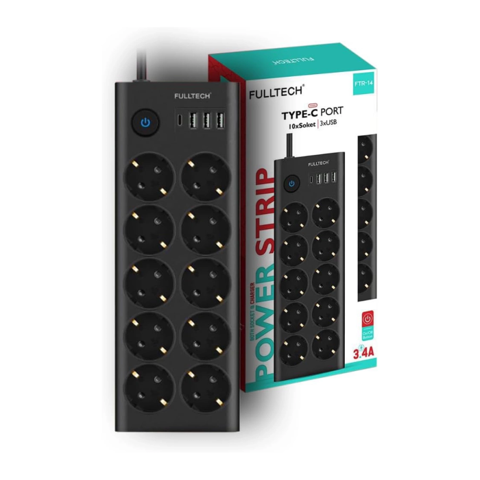 Ftr14 Type-c Girişli Akım Korumalı 10’lu Priz, 3 Usb ( Lisinya )