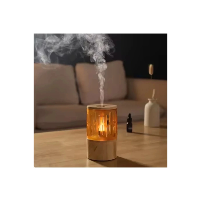 Mum Işığı Görünümlü Taşınabilir 125ml Kapasiteli Işıklı Aroma Yayıcı Hava Nemlendirici ( Lisinya )