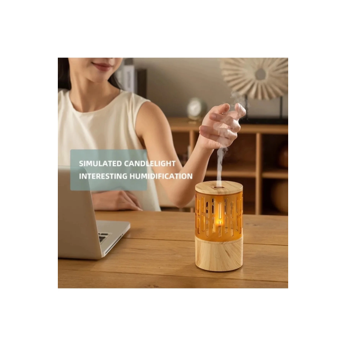 Mum Işığı Görünümlü Taşınabilir 125ml Kapasiteli Işıklı Aroma Yayıcı Hava Nemlendirici ( Lisinya )