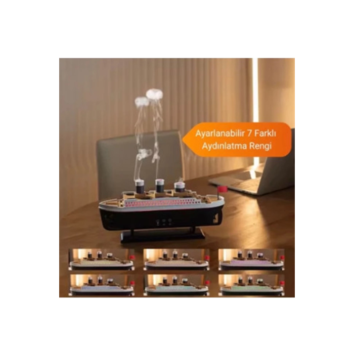 Titanic Gemi Hava Nemlendirici Işıklı Fonksiyonlu Buhar Makinesi Kumandalı ( Lisinya )