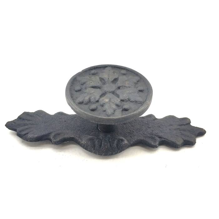 Antika Tarz Dekoratif Pirinç Çiçek Düğme - 27x70 Mm, Oksit ( Lisinya )