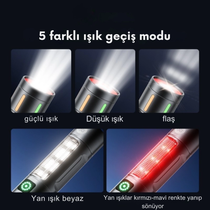 Gold Police Gp-212 Şarjlı Metal El Feneri | 1000 Lümen Polis Feneri Çakarlı ( Lisinya )