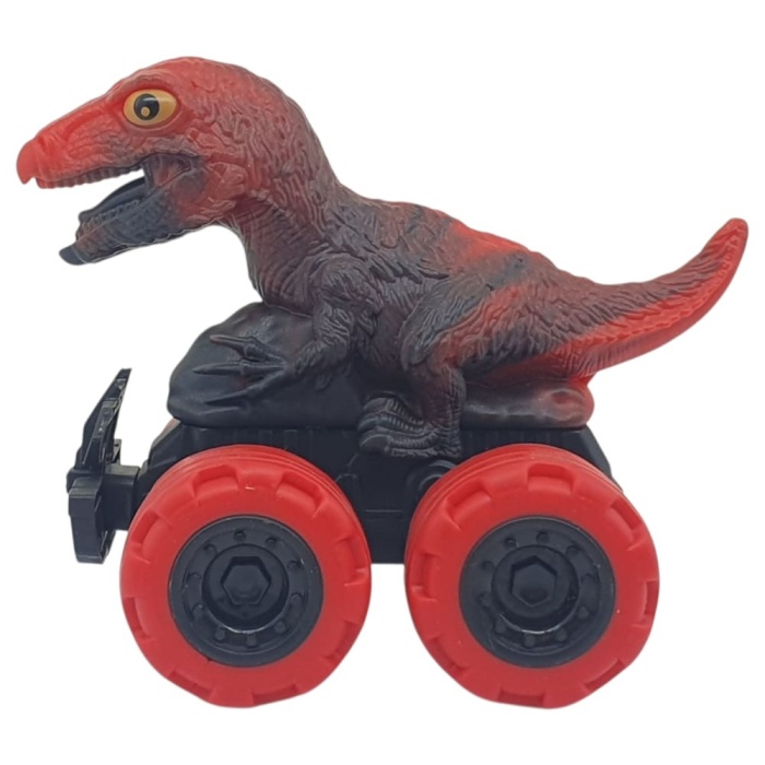 Sürtmeli Dinazor Arabalar 12 cm - H-20 - T-Rex - Kırmızı (Lisinya)