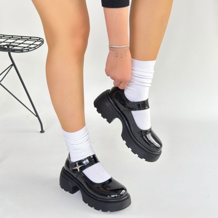 Siyat Siyah Rugan Dolgu Topuk Oxford Ayakkabı - Lisinya