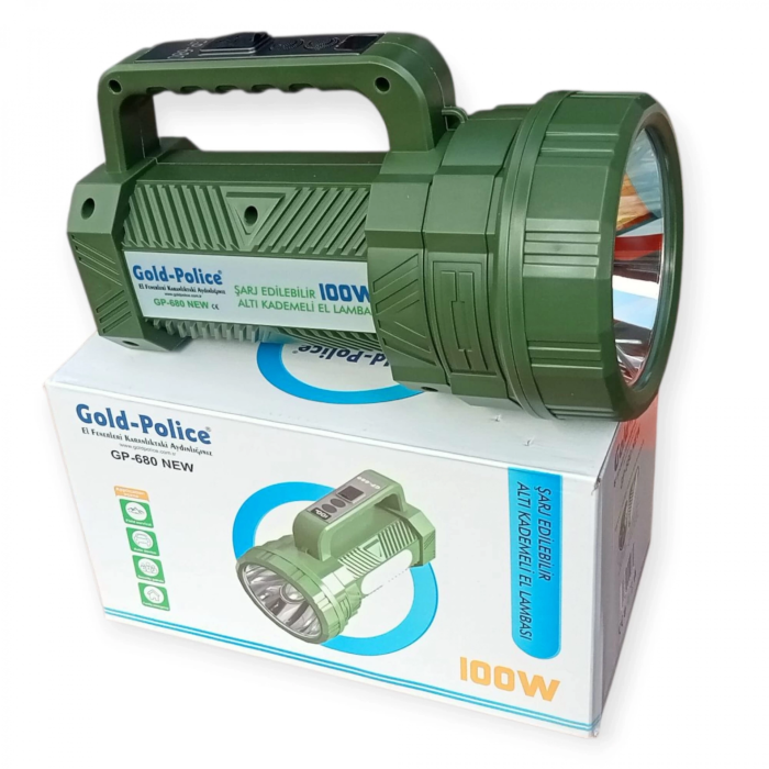 Gold Police Gp-680 Şarjlı El Feneri Projektör 100 Watt ( Lisinya )