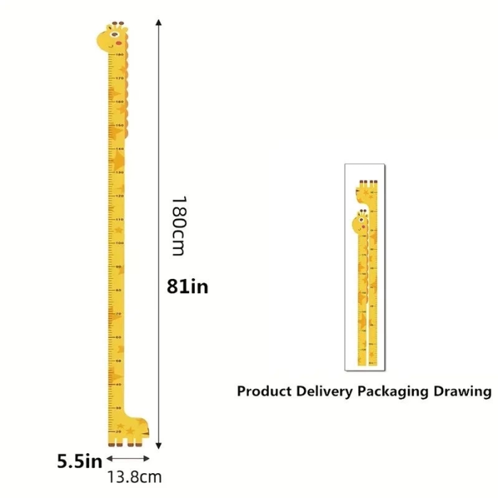 Sevimli Sarı Zürafa   Yeşil Dinazor   Deniz Kızı   Roket  Ağaç Boy Ölçüsü Sticker ( Lisinya )