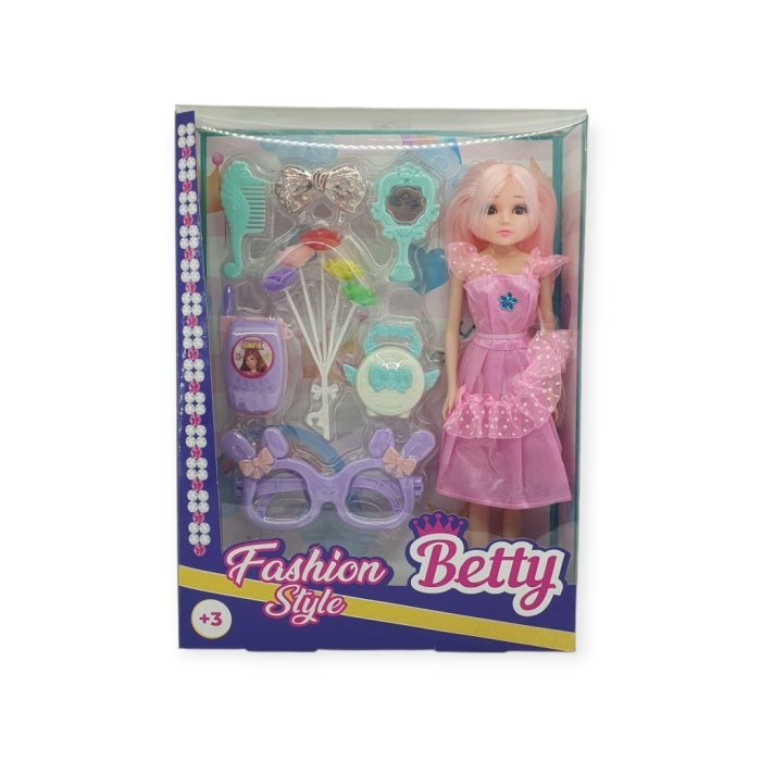 Güzellik Seti 7 Parça Aksesuarlı Bebek Seti - Pembe (Lisinya)