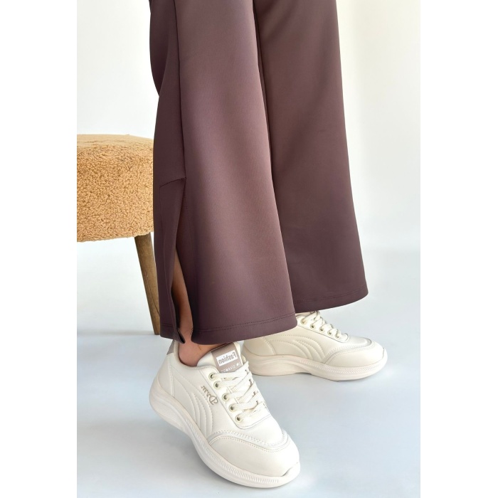 Yejja Bej Cilt Bağcıklı Spor Ayakkabı - Lisinya