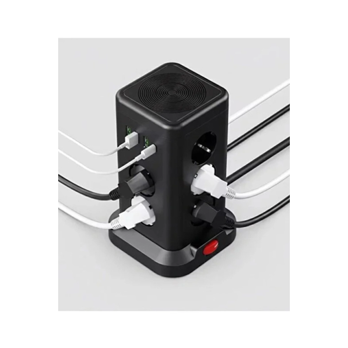 Wp711 Akım Korumalı Priz Kablosuz Şarj İstasyonu 11x Soket 3x Usb 1xtype-c Kablolu Grup Priz ( Lisinya )