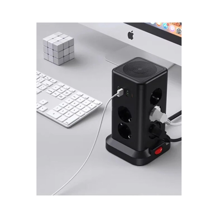 Wp711 Akım Korumalı Priz Kablosuz Şarj İstasyonu 11x Soket 3x Usb 1xtype-c Kablolu Grup Priz ( Lisinya )