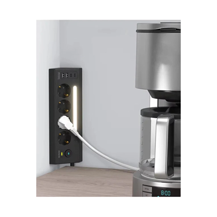 Lp764 Çoklu Gece Lambalı Priz Yüksek Gerilim Korumalı 4’lü Priz 2xusb 2xtype-c Çıkışlı Grup Priz Çoğaltıcı ( Lisinya )