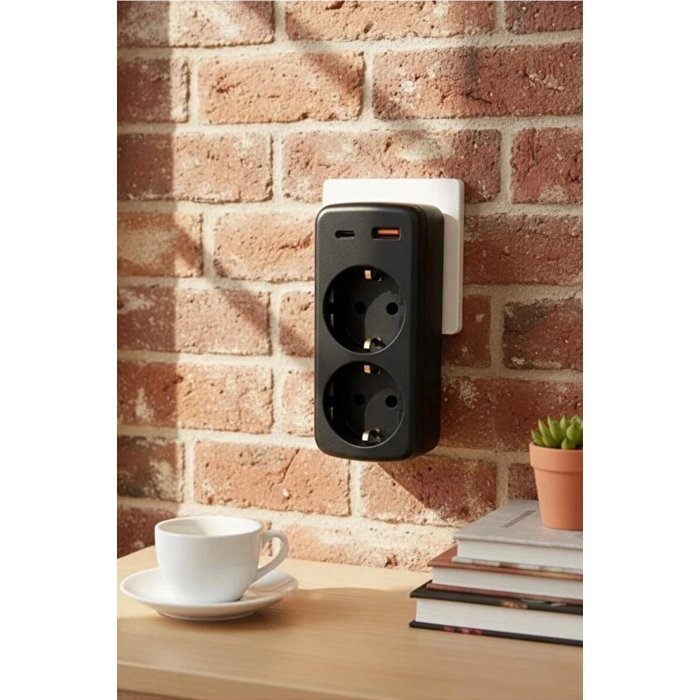 Çoklu Priz Yüksek Gerilim Korumalı 2’li Priz 1xusb 1xtype-c Çıkışlı Grup Priz Çoğaltıcı ( Lisinya )