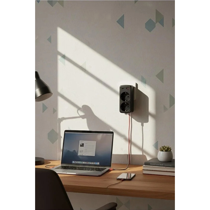 Çoklu Priz Yüksek Gerilim Korumalı 2’li Priz 1xusb 1xtype-c Çıkışlı Grup Priz Çoğaltıcı ( Lisinya )