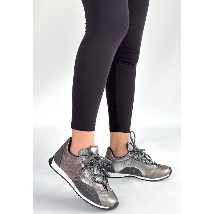 Ranu Platin Cilt Paraşüt Detaylı Bağcıklı Spor Ayakkabı - Lisinya