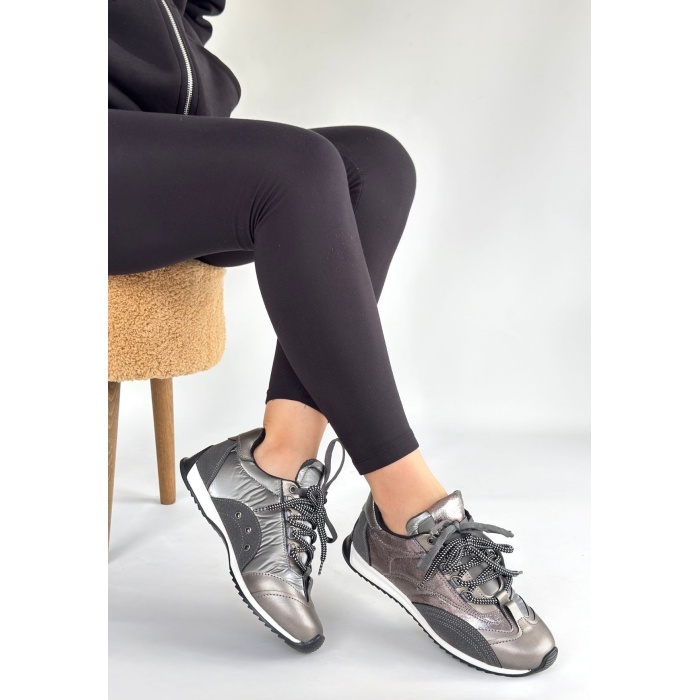 Ranu Platin Cilt Paraşüt Detaylı Bağcıklı Spor Ayakkabı - Lisinya