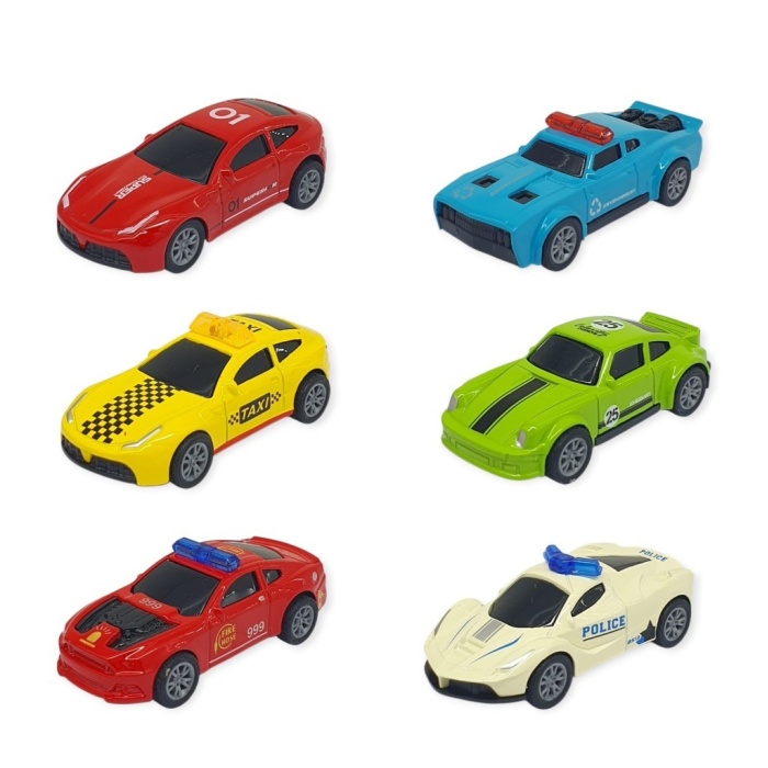 Çek Bırak Metal Küçük Arabalar 8 cm 6lı Set (Lisinya)