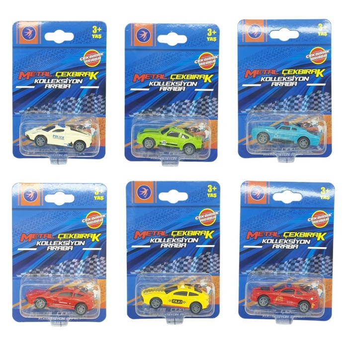 Çek Bırak Metal Küçük Arabalar 8 cm 6lı Set (Lisinya)