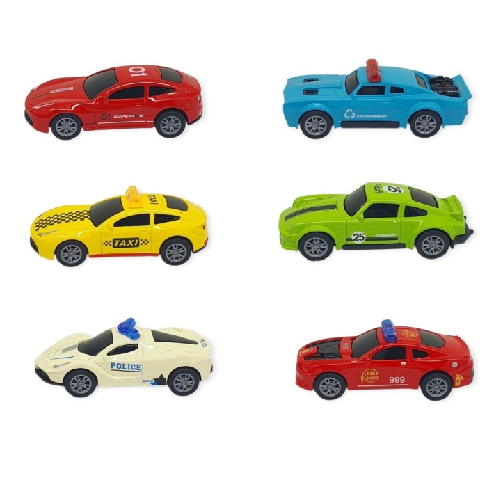 Çek Bırak Metal Küçük Arabalar 8 cm 6lı Set (Lisinya)
