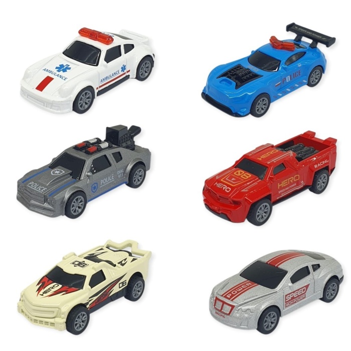 Çek Bırak Metal Küçük Arabalar 8 cm 6lı Set (Lisinya)