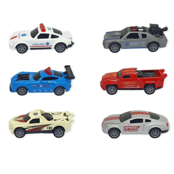 Çek Bırak Metal Küçük Arabalar 8 cm 6lı Set (Lisinya)