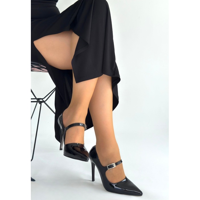 Tiej Siyah Rugan Stiletto Ayakkabı - Lisinya