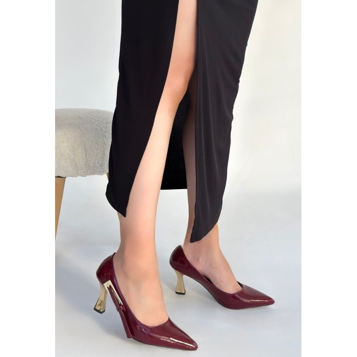 İnja Bordo Rugan Topuklu Ayakkabı - Lisinya