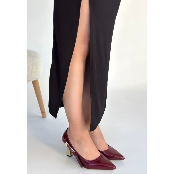 İnja Bordo Rugan Topuklu Ayakkabı - Lisinya
