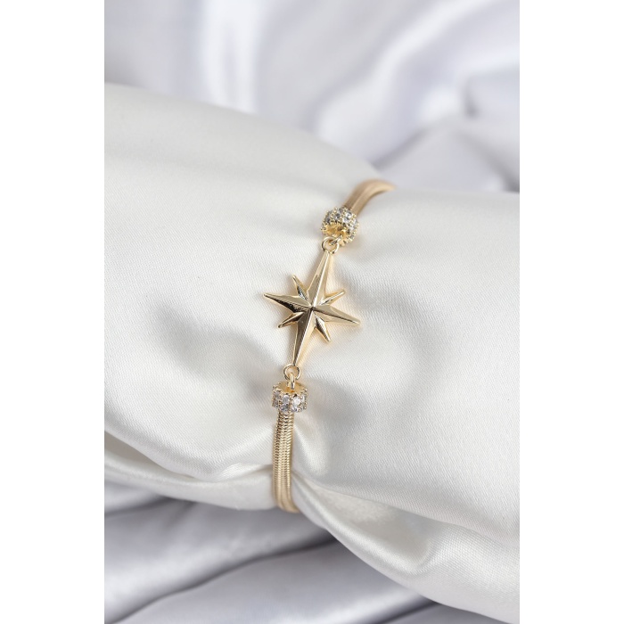 Pirinç VIP Seri Gold Renk Kutup Yıldızı Model Kadın Bileklik - Lisinya