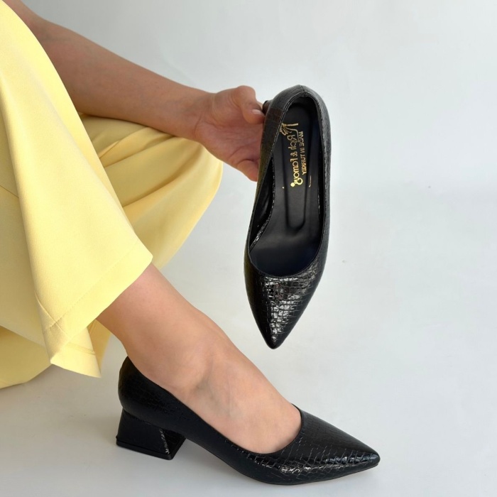 Meort Siyah Rugan Topuklu Ayakkabı - Lisinya