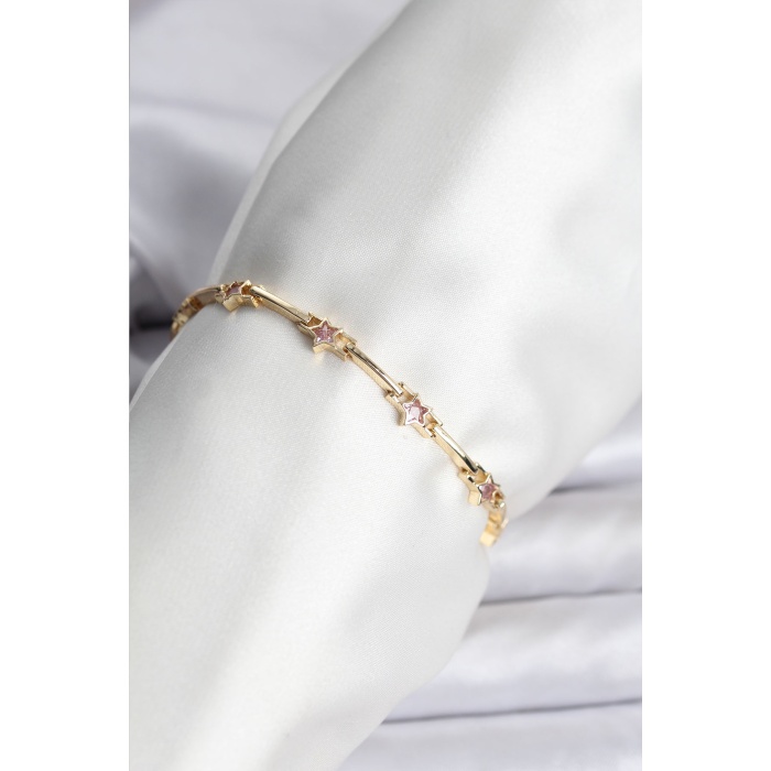 Yıldız Model Gold Renk Pirinç Bileklik - Lisinya