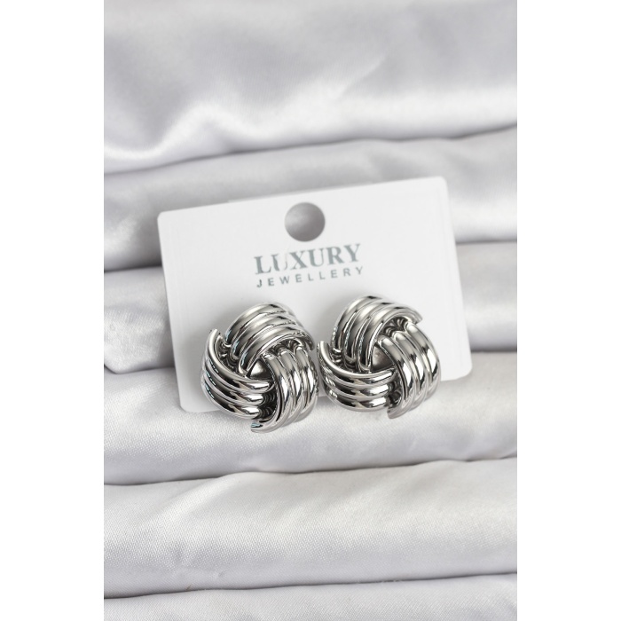 Pirinç Sarmal Gümüş Renk Kadın Küpe - Lisinya