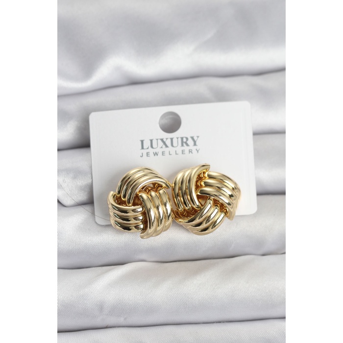 Pirinç Sarmal Gold Renk Kadın Küpe - Lisinya