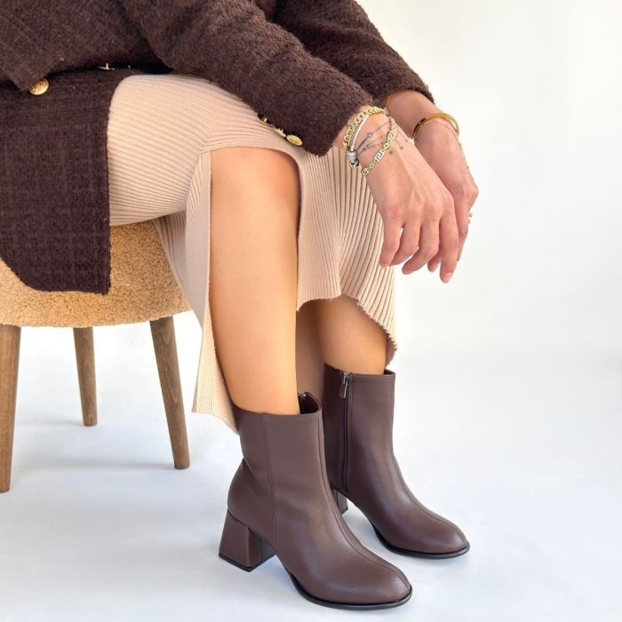 Tendy Kahverengi Cilt Topuklu Bot - Lisinya