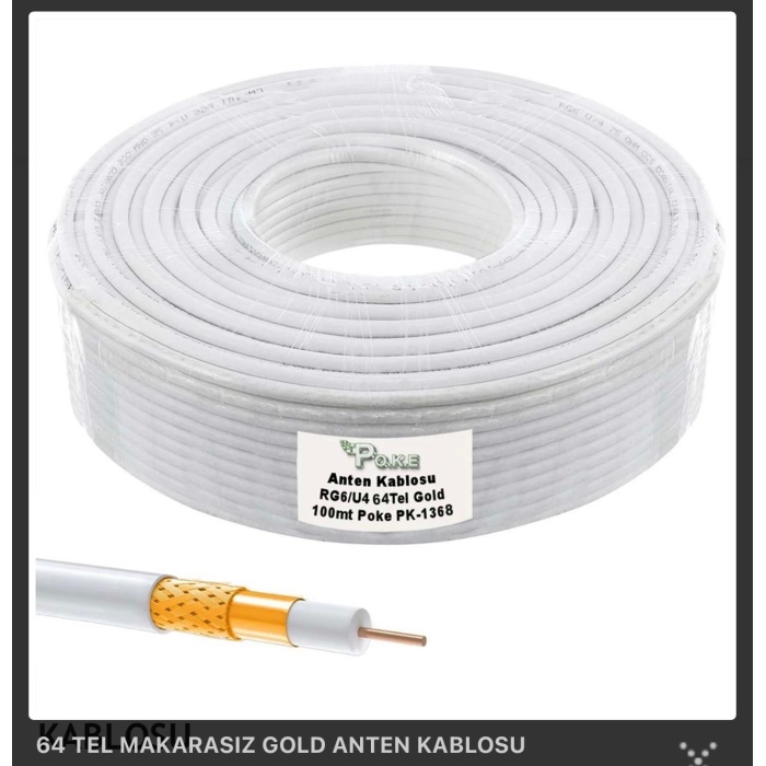 Anten Kablosu 64 Tel Gold 100 Mt RG6/U4