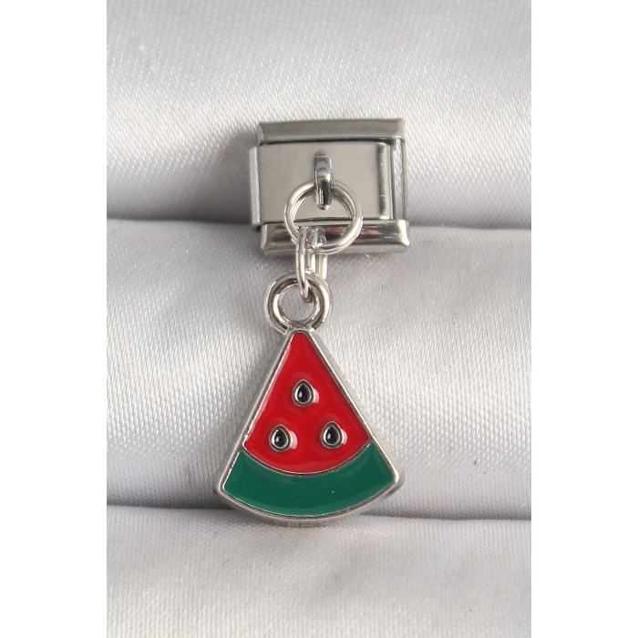 316L Çelik Gümüş Renk Karpuz Dilim Model Nomination Charm - Lisinya