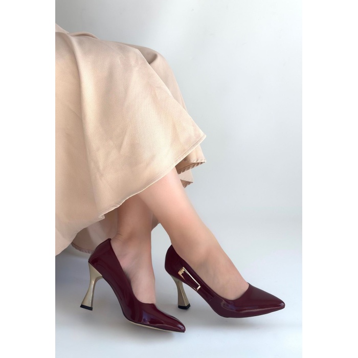 Motya Bordo Rugan Topuklu Ayakkabı - Lisinya