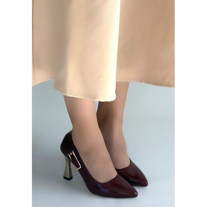 Motya Bordo Rugan Topuklu Ayakkabı - Lisinya