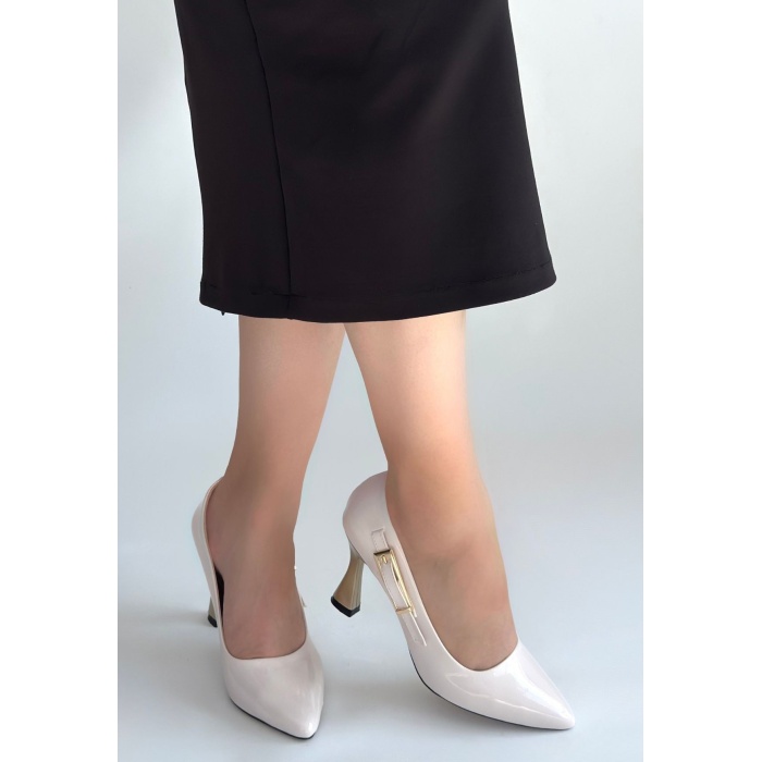 Motya Bej Rugan Topuklu Ayakkabı - Lisinya