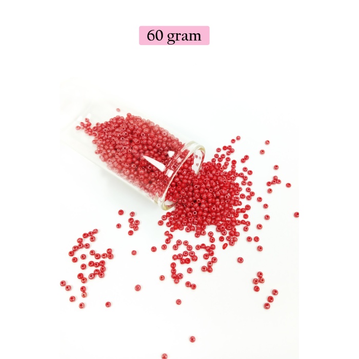 Dökme Cam Kum Boncuk (11/0) 2 mm - 60 Gram -  Kırmızı - BNC039