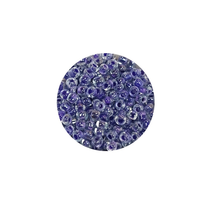 Dökme Cam Kum Boncuk (8/0) 3 mm - 20 Gram - Şeffaf Mor Beyaz - BNC181