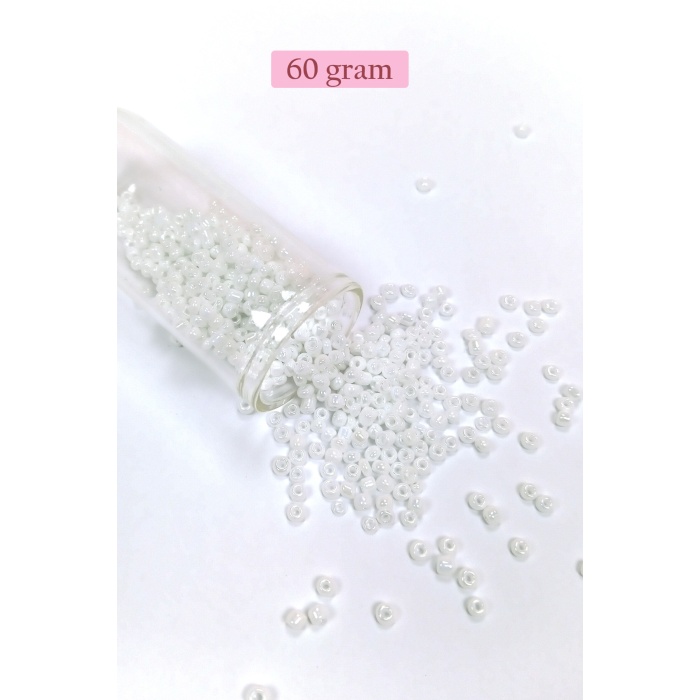 Dökme Cam Kum Boncuk (8/0) 3 mm - 60 Gram - İnci Beyaz - BNC186