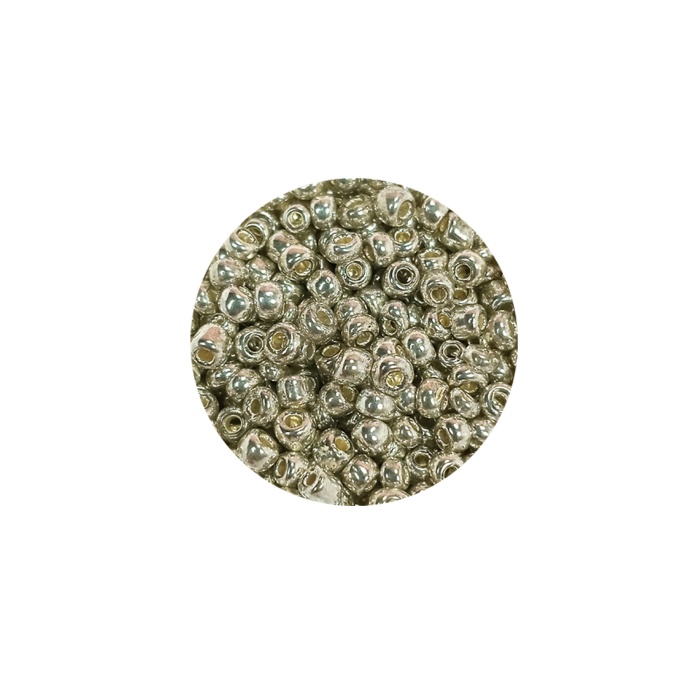 Dökme Cam Kum Boncuk (8/0) 3 mm - 60 Gram - Parlak Gümüş - BNC188