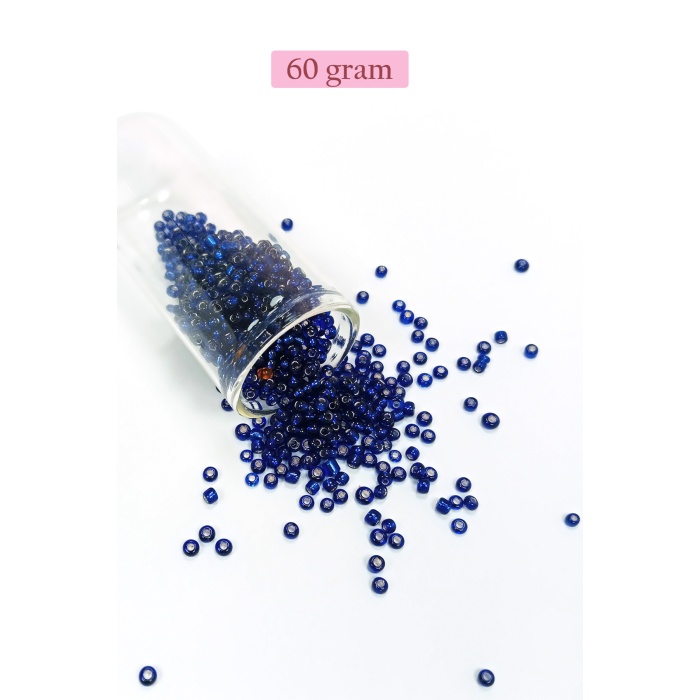 Dökme Cam Kum Boncuk (8/0) 3 mm - 60 Gram - Şeffaf Lacivert - BNC207