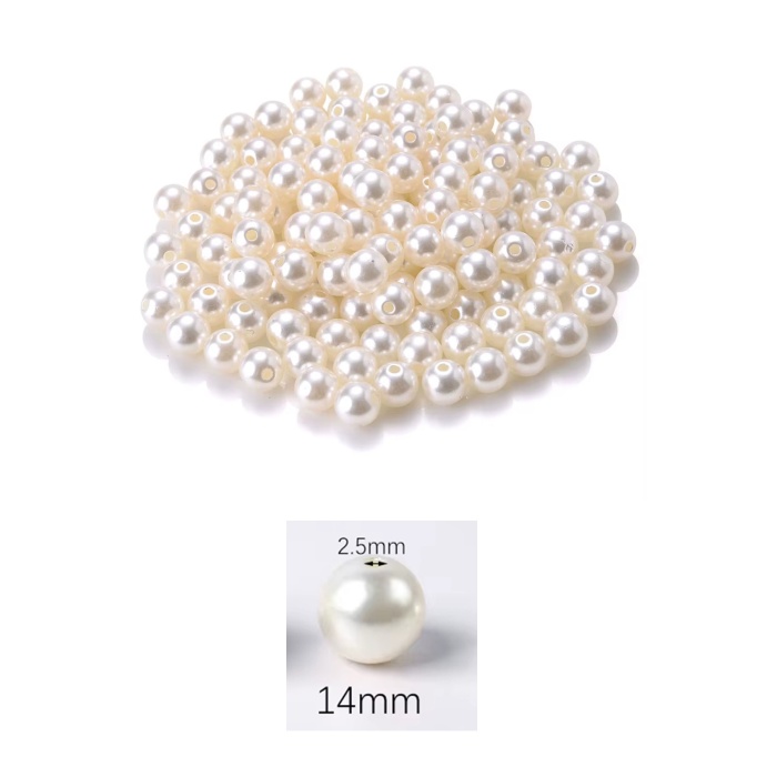 50 gram 14mm Krem Renk Plastik İnci Boncuk Çanta ve Takı Yapım Boncuğu (~27 adet)