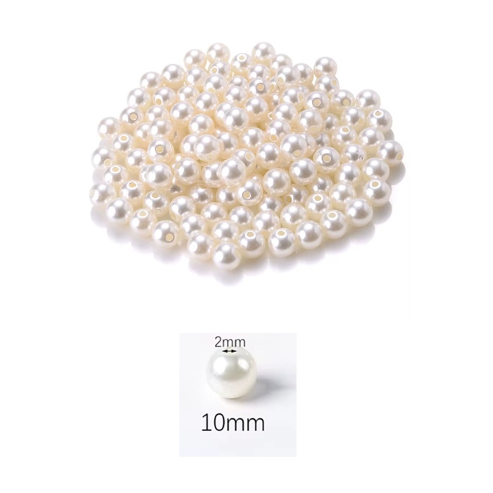 100 gram 10mm Krem Renk Plastik İnci Boncuk Çanta ve Takı Yapım Boncuğu (~190 adet)