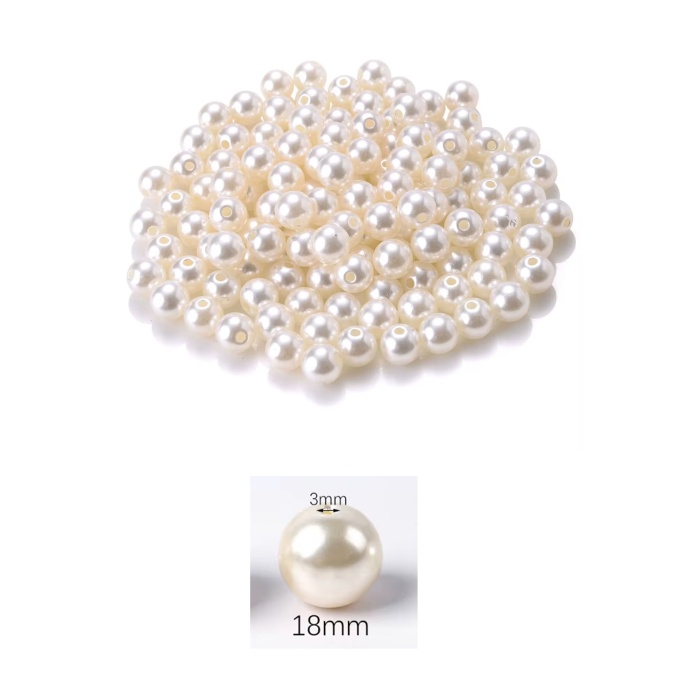 100 gram 18mm Krem Renk Plastik İnci Boncuk Çanta ve Takı Yapım Boncuğu (~22 adet)