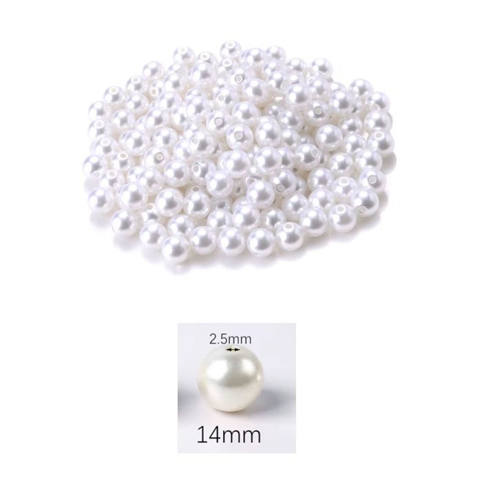 250 gram 14mm Beyaz Renk Plastik İnci Boncuk Çanta ve Takı Yapım Boncuğu (~135 adet)