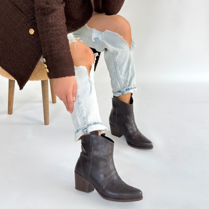 Akver Acı Kahve Cilt Topuklu Bot - Lisinya